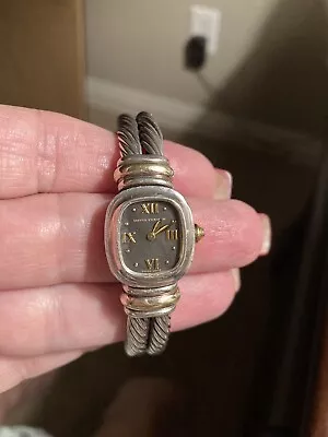 David Yurman Cable Sterling Silver & 18k Yellow Gold 19mm Ladies Watch • $275