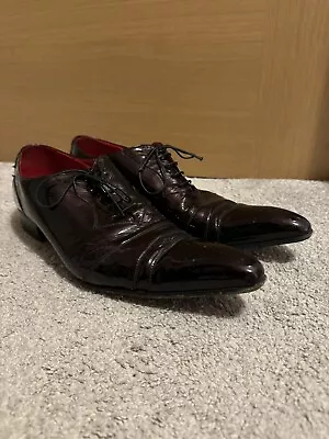Men’s Jeffrey West Patent Leather Black/Wine Shoes Size 10 • £40