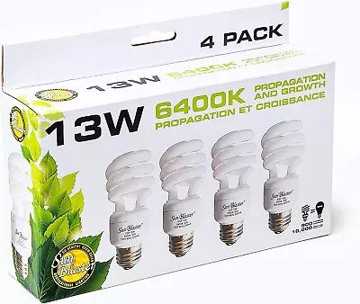 SunBlaster SL0900151 13 Watt Indoor Plant Grow Light Set With 4 CFL Lightbulb... • £27.81