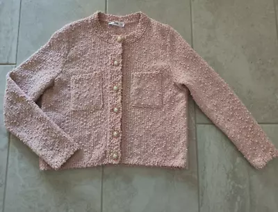 Mango Boucle Textured Short Women’s Jacket Lt Pink (runs Roomy See Measurements) • $45.99