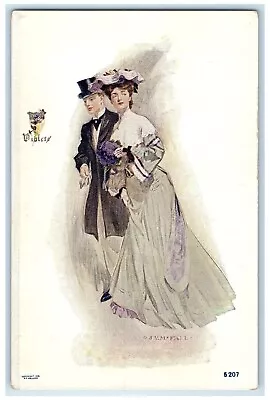 C1910's Couple Romance Wedding JVM Fall Volland Unposted Antique Postcard • $12.48