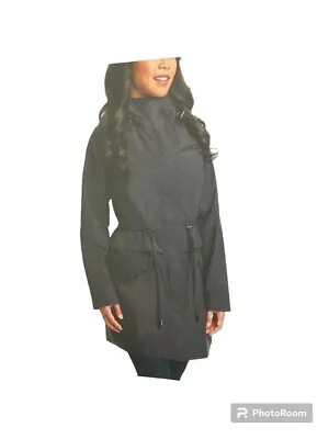 Two By Vince Camuto Jacket Womens Black Rain Coat Removable Hood Cute X6 • $35