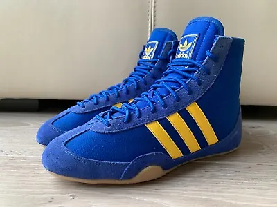 RARE Vintage 2003 NEW Adidas Wrestling LEA Shoes Size 65 Blue/Yellow Canvas • $449