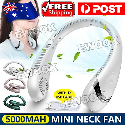 $25.95 • Buy Mini Neck Fan Bladeless Hanging Air Cooler USB Rechargeable Portable Personal