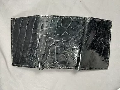 New Handmade Genuine BLACK  Alligator/Crocodile Premium Skin TRIFOLD Wallet 7 • $120