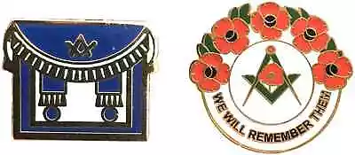 Masonic Regalia Blue Apron  Badge And Masonic We Will Remember Enamel Badge • £9.99