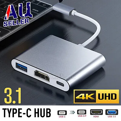 $12.95 • Buy Type C To USB-C HDMI USB 3.0 Adapter Converter Cable 3 In 1 Hub For MacBook Pro