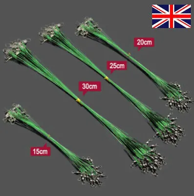 £5.39 • Buy 20 X Pike Fishing Wire Trace Spinning Leader Lure Sea Jig Swivel Bait 2 COLOURS!