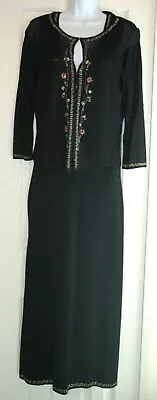 Victorias Secret Moda International L Black Beaded Maxi Sweater Dress & Jacket • $44.99