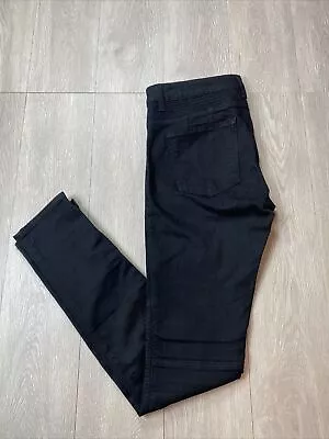 VINCE Women's 5 Pocket Moto Ankle Zip Black Denim Mid Rise Skinny Jeans Size 29 • $31.99