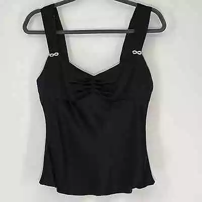 Milly Silk Blouse Womens 8 Black Rhinestone Infinity Detail Camisole Tank  • $50