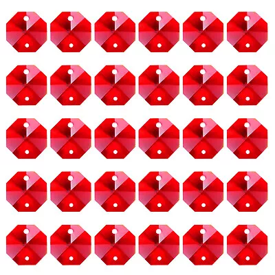 K9 Crystal Octagon Beads 2 Holes 60 Pack 14mm Chandelier Prisms Red • £10.04