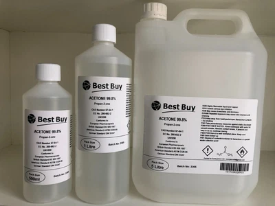 £41.75 • Buy Acetone 99.8% Pure Acrylic Nail Remover Nail Polish Remover 500ml 1L 5L HDPE  
