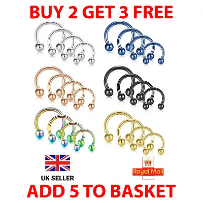 Horseshoe Piercing Barbell Ring Surgical Steel Septum Ear Nose Nipple Lip Tragus • £1.99