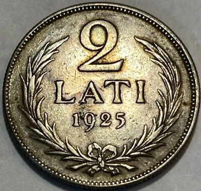 LATVIA -Silver 2 Lati - 1925 - Km-8 - Extra Fine+  • $15