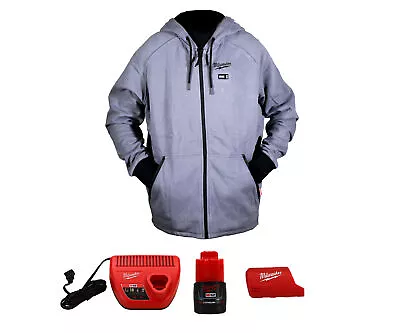 Milwaukee 306G-212X M12 Lithium-Ion Gray Heated Jacket Hoodie Kit (XX-Large) • $197.99
