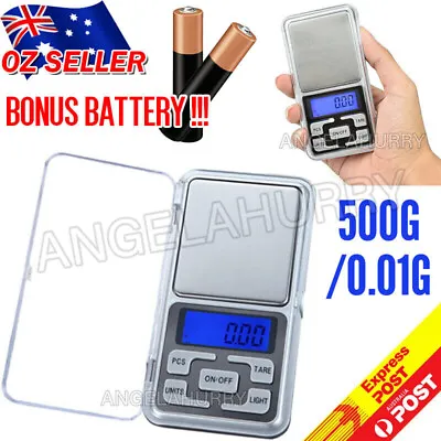 Mini Pocket Digital Scales 0.01-500g Balance Gram Jewellery Precision Weight NEW • $9.27