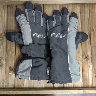 Rage THINSULATE Gloves Black Grey Waterproof Reinforced Palm Fingertip Men M • $13