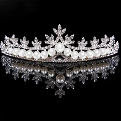 $3.91 • Buy Rhinestone Tiara Hair Band Bridal Pearl Princess Prom Crown Headband WeddinR-qy