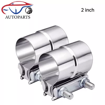 2PCS 2  Lap Joint Exhaust Band Clamp Muffler Sleeve Coupler Stainless Steel • $13.99