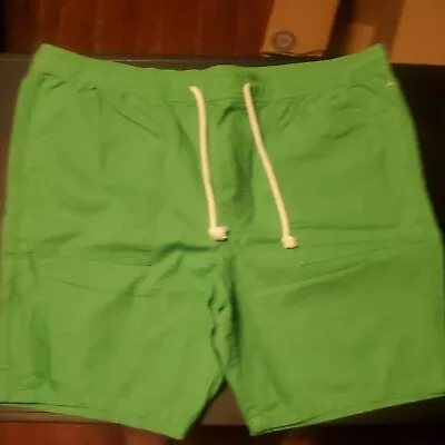 Mens Large Green Merona Elastic Drawstring Waist Jogger Shorts [New Without Tags • $14.95