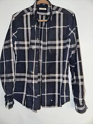 Burberry Brit Shirt Plaid Nova Check Button Down Long Sleeve M ~ Very Worn • $20