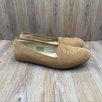 Ugg Women's Alloway Suede Sheepskin Loafer Flats Sz 7 • $29