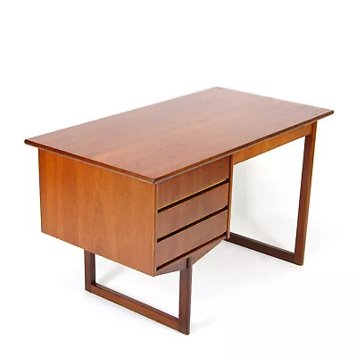 Retro Vintage Danish Teak Single Pedestal Writing Desk Mid Century Modern 1960s • £945