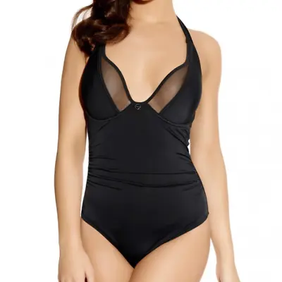 Freya Superstar Gathered Halter Neck Swimsuit  3155  Black UK Size 34D    (b10) • £25.30