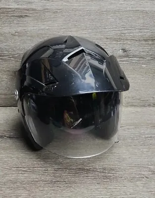 Voss V-970 Black Dual Lens Retractable Visor Motorcycle Helmet Used Size Large • $35.09