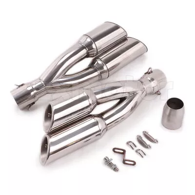 Pair Motorcycle Dual Outlet Tip Muffler Exhaust Pipe For Left And Right Side • $189.90