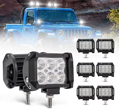 8Pcs 18W LED Light Pods 4 Inch Flood Beam Work LightsOff Road Driving Fog Cube • $49.99