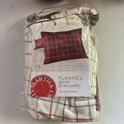 Martha Stewart Flannel Standard Pillowsham. Red/White ✔️ • $20