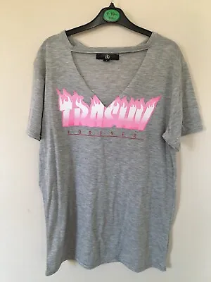 £5 • Buy Missguided Womens Grey Trashy Forever Graphic Cut Out T-shirt Size Small