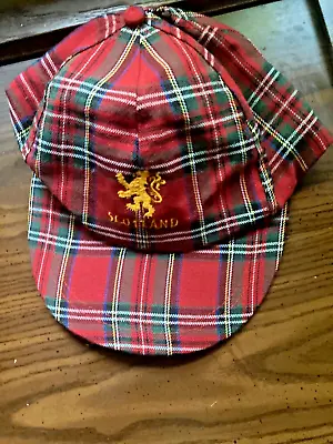 Vintage 1980's Cotton Red Battle Tartan Scots Bill Cap/Hat Adjustable Size Great • $15.95