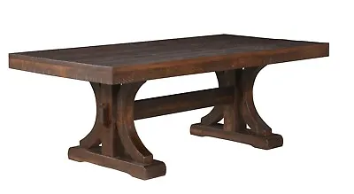 Rustic Farmhouse Double Pedestal Dining Table Solid Wood Saw Marks Breadboard • $3199