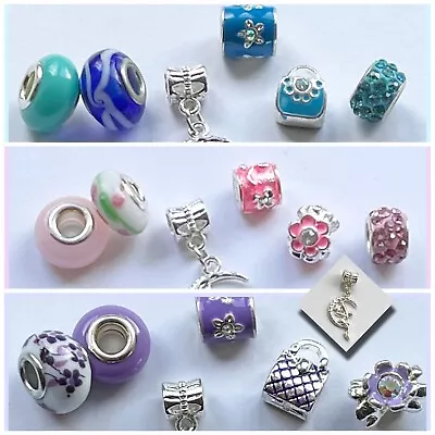 Charms Beads Set Of 6 For Charm Bracelet Fairy Pendant Charm Pink Blue Purpal  • £3.57