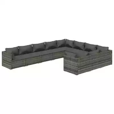 10-Piece Outdoor Sofa Set Garden Patio Cushions Lounge Furniture Rattan Grey • $1402.08