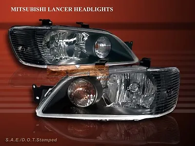 2002-2003 Mitsubishi Lancer Jdm Black Headlights Lamps Lh+rh Head Lamps • $143.99