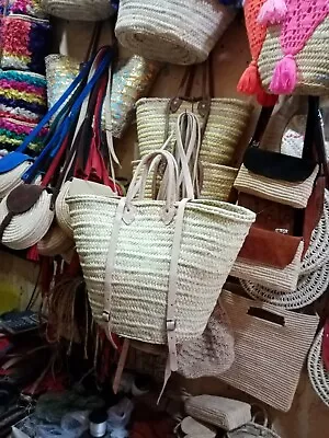 FRENCH BASKET With Leather Handles Straw Bag Beach Bag Basket Bag Backpack  • $54.90