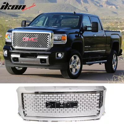 $198.99 • Buy Fits 14-15 GMC Sierra 1500 Denali Style Chrome Front Bumper Hood Mesh Grille ABS