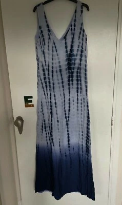 £25 • Buy French Connection Dip Dye Tie Dye Blue Maxi Dress 14