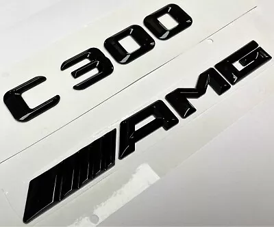 #1 C300 + Amg Black Fit Mercedes Rear Trunk Emblem Badge Nameplate Decal Numbers • $22.99