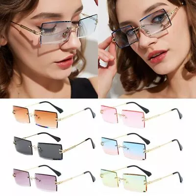 $6.93 • Buy Rimless UV400 Fashion Sunglasses Rectangle Sun Glasses Shades Square Sunglasses