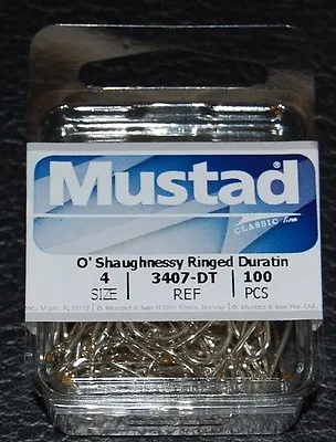 100 Mustad 3407DT Size 4 Saltwater Big Game Duratin J Hooks 3407DT-04 • $10.79