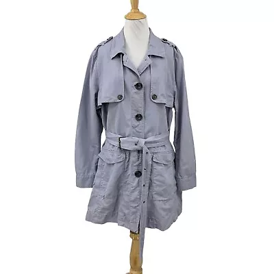 Cabi Coat Womens XL Extra Large Lavender Tanner Linen Blend Button Up Belted • $59.94