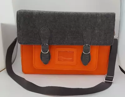 Orange & Grey Felt Messenger/laptop Bag  (FN_6392) • £15