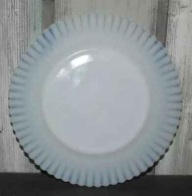 Macbeth Evans Petalware Opalescent Monax White Gold Trim Glass Cake Plate 10 3/4 • $12.99