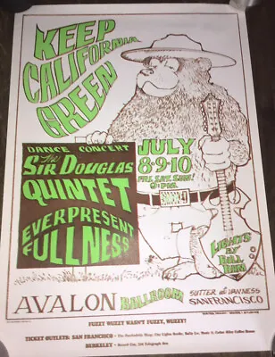 $73.35 • Buy 60's AVALON BALLROOM San Francisco 3D LSD Hippie Concert Poster California Green