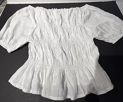 Women's Victorian White Vintage Lolita Blouse Shirt Top Ruffle Neck Fancy Dress • $12.80